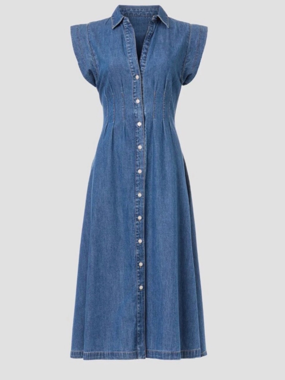 Veronica Beard Ruben Denim Midi Dress- Size 12 - Picture 2 of 7